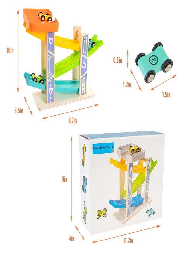 Little Mind Toddler Toys Wooden Race Track Car Ramp Toy Gift For 1 2 3 Year Old Boy Girl With 3 Mini Car - Image 2
